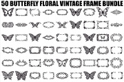 Butterfly Floral Vintage Frame Bundl, an Illustration by Creativeshirt (Thumbnail 1 of 51)