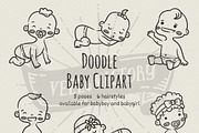 Doodle Baby clipart, an Object Graphic by Ladle&co. (Thumbnail 1 of 2)