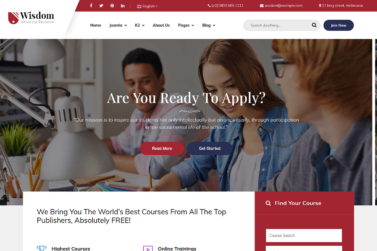 Wisdom - Education Joomla Template, a Websites & App Template by SmartAddons