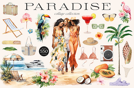 Tropical Watercolor Collage Creator, an Object Illustration by Ayya Studio