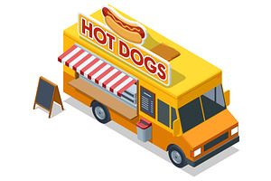 Hot dog food truck. Isometric, a Food Illustration by Golden Sikorka