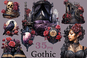 Gothic Black Woman Clipart, a Person Illustration by GlamArtZhanna (Thumbnail 1 of 5)