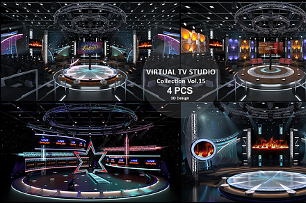 TV Studio Collection 15 - 4 PCS, a Scene 3D Model by akerStudio