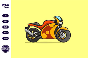 Simple Modern Racing Motorcycle, a Transportation Illustration by Satisfactoons