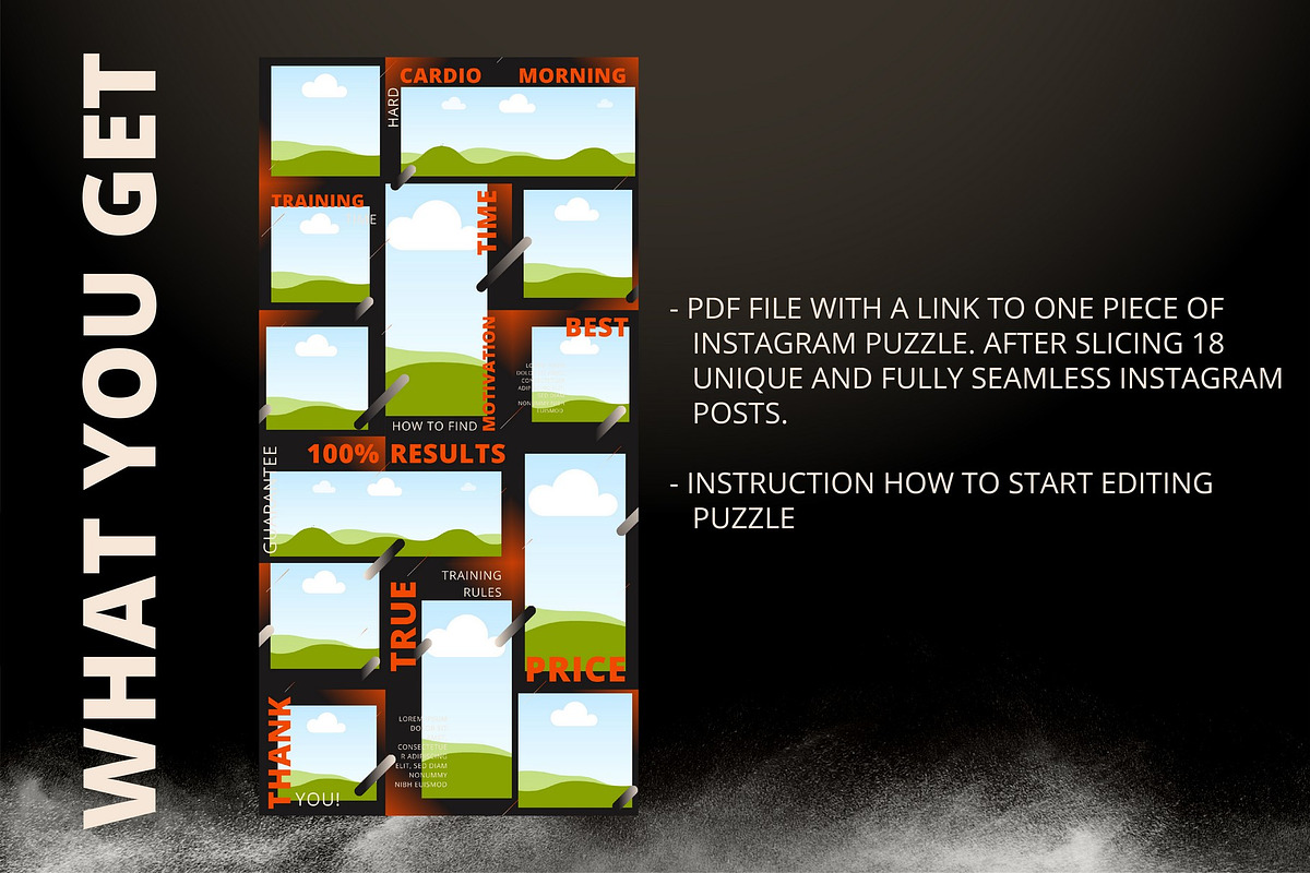 Fitness instagram puzzle template, a Social Media Template by Handy Template (Photo 3 of 8)