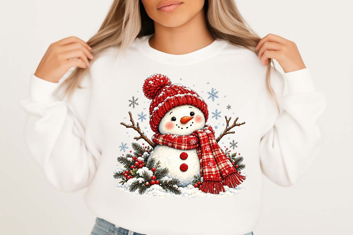 Christmas Snowman PNG Design, a Seasonal Illustration by Craft Nest (Photo 2 of 6)