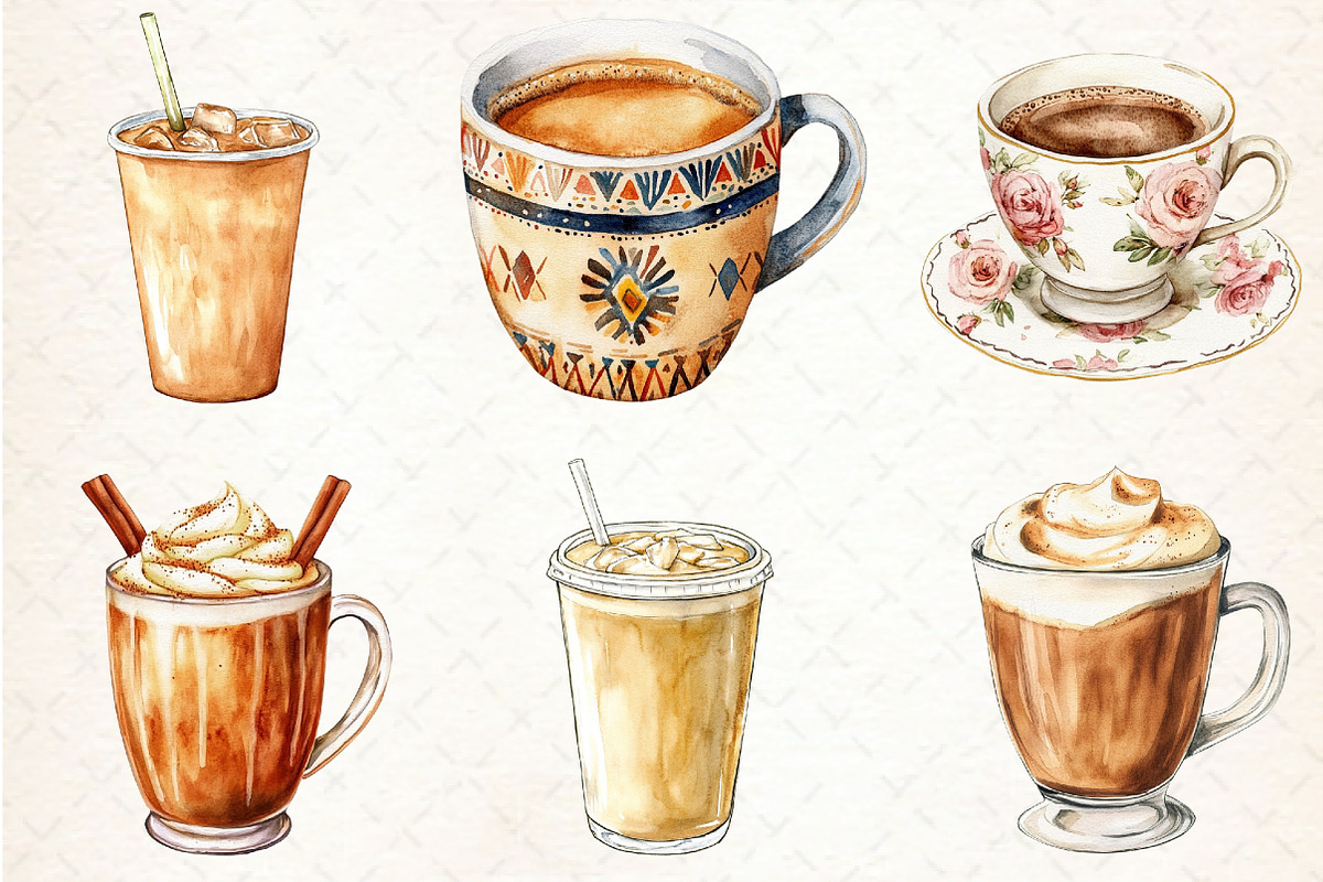 Coffee Cups Clipart, an Illustration by Libby Wishes (Photo 2 of 6)