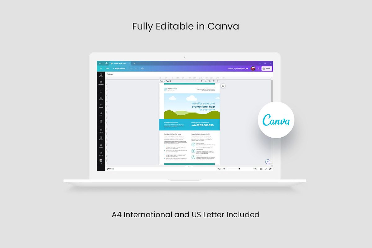 Dentist Flyer Canva Template, a Brochure Template by artbart (Photo 8 of 9)