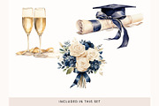 Watercolor Graduation Clipart PNG, a Decorative Illustration by illuztrate (Thumbnail 6 of 7)