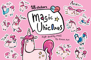 Magic Unicorns 18 stickers Rus+Eng, an Illustration by Zooza Art (Thumbnail 1 of 4)