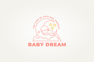 baby sleeping on crescent moon logo, a Branding & Logo Template by Blazybone