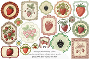 Vintage Strawberry Label Printable, an Illustration by SinaCreation (Thumbnail 1 of 6)
