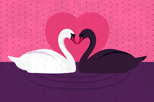 Two Lovely Swans on a Lake, an Animal Illustration by PsychocheArt
