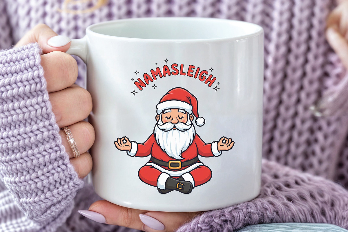 Funny Santa Namasleigh Sublimation, an Illustration by CraftArtStudio (Photo 3 of 4)