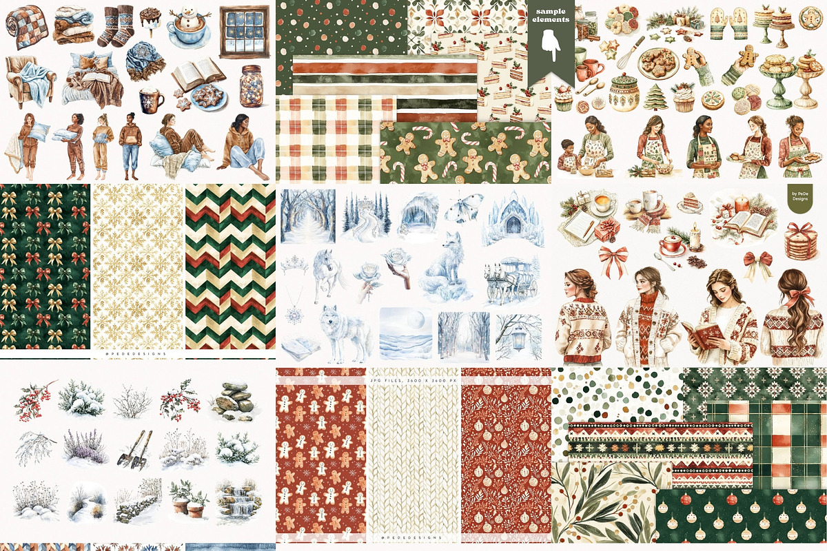 Winter & Christmas Mega Bundle 2000+, a Seasonal Illustration by PeDe Designs (Photo 10 of 18)
