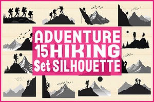 Adventure Hiking Silhouette Bundle, an Object Graphic by Designs_River
