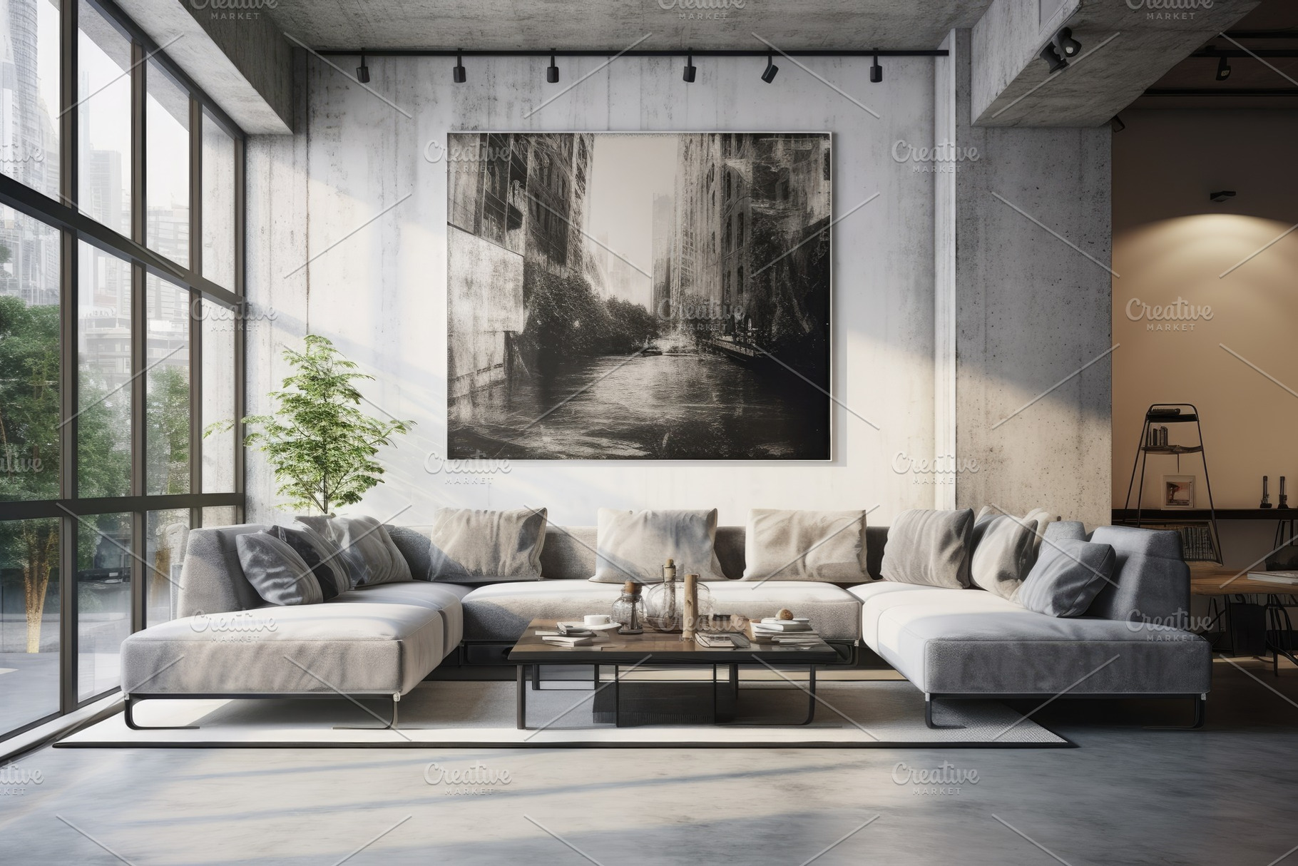 Interior of modern living room with, a Photo by Iftikhar Alam