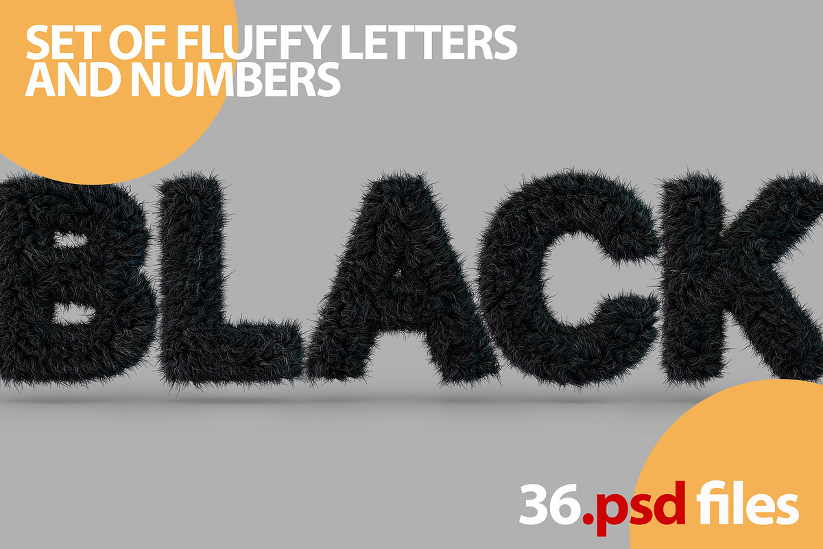 Uppercase fluffy, furry BLACK font, a Background Graphic by 3D Graphics Shop