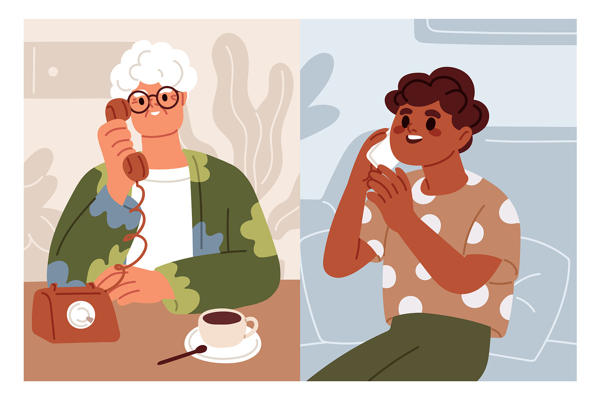 People call and talk on phone set, a Person Illustration by Good Studio (Photo 4 of 7)