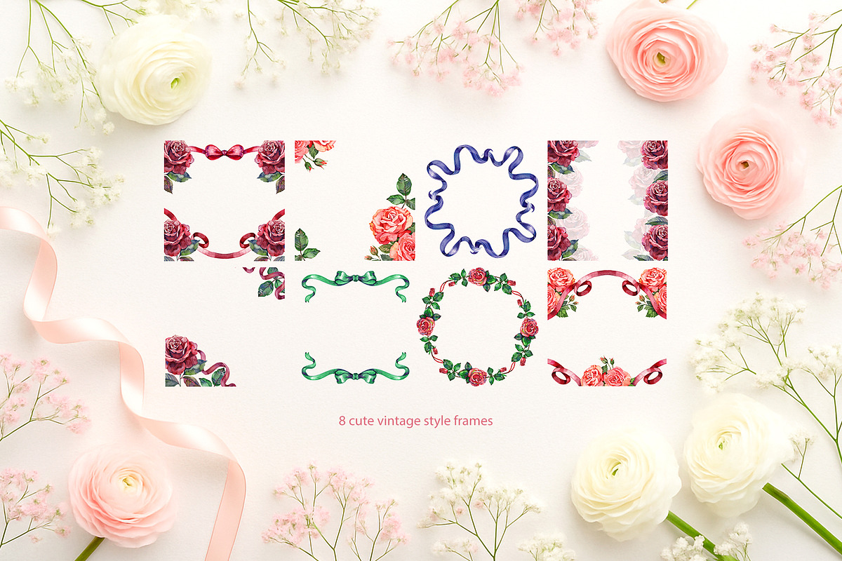 Roses and Horses Watercolor Cliparts, an Animal Illustration by NataliMiasStore (Photo 5 of 8)