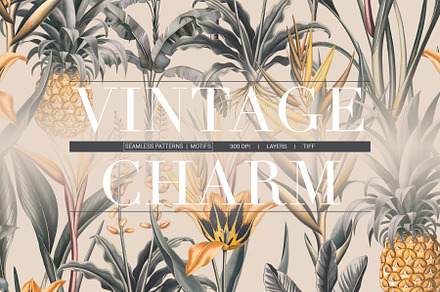 Vintage Charm Exotic Prints & Motifs, a Pattern Graphic by LEAFure