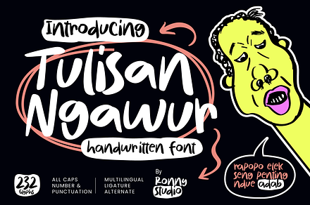 Tulisan Ngawur Playful Handwritten, a Handwritten Font by Ronny Studio