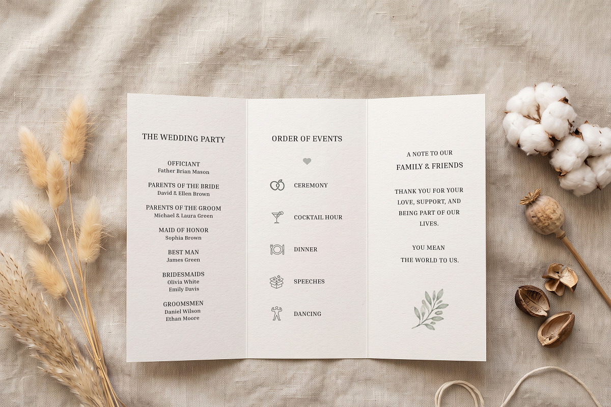 Greenery Wedding Program Template, an Invitation Template by Arslan (Photo 4 of 4)
