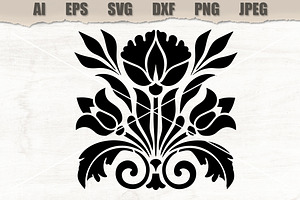 Stencil Floral Ornament Vector, a Decorative Illustration by MARYCRAFTIRIA