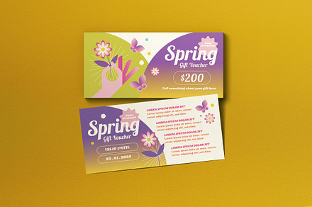 Green Y2K Spring Voucher, a Card Template by graphicook