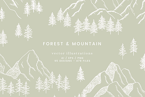 Forest Mountain Vector Illustrations