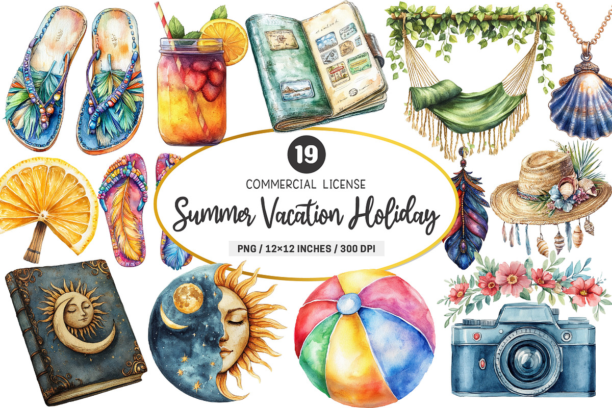 Boho Summer Vacation Holiday PNG, an Illustration by SinaCreation (Photo 1 of 5)