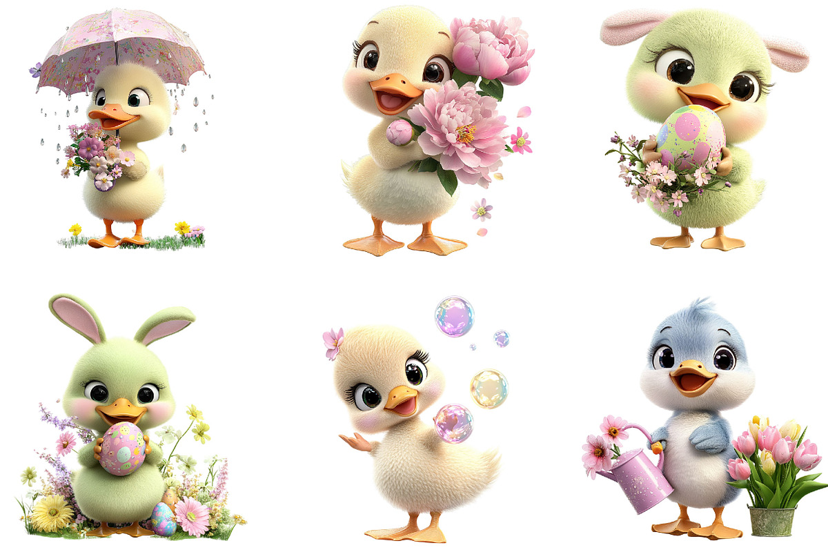 Whimsical Spring Duck Clipart, an Illustration by Designking (Photo 2 of 5)