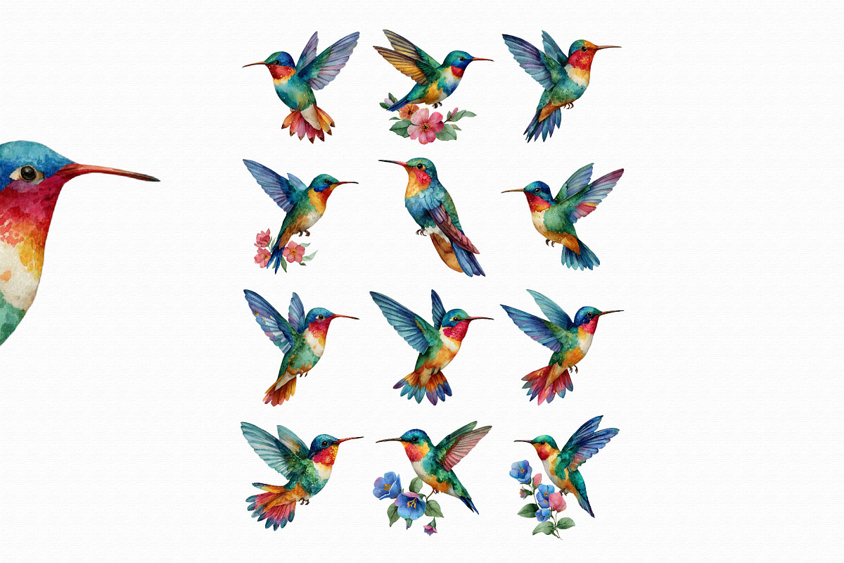 Watercolor Hummingbird Clipart, an Illustration by Libby Wishes (Photo 3 of 4)