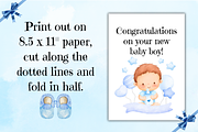 New Baby Boy Greeting Card Printable, a Card Template by Pixels N Bows (Thumbnail 2 of 3)