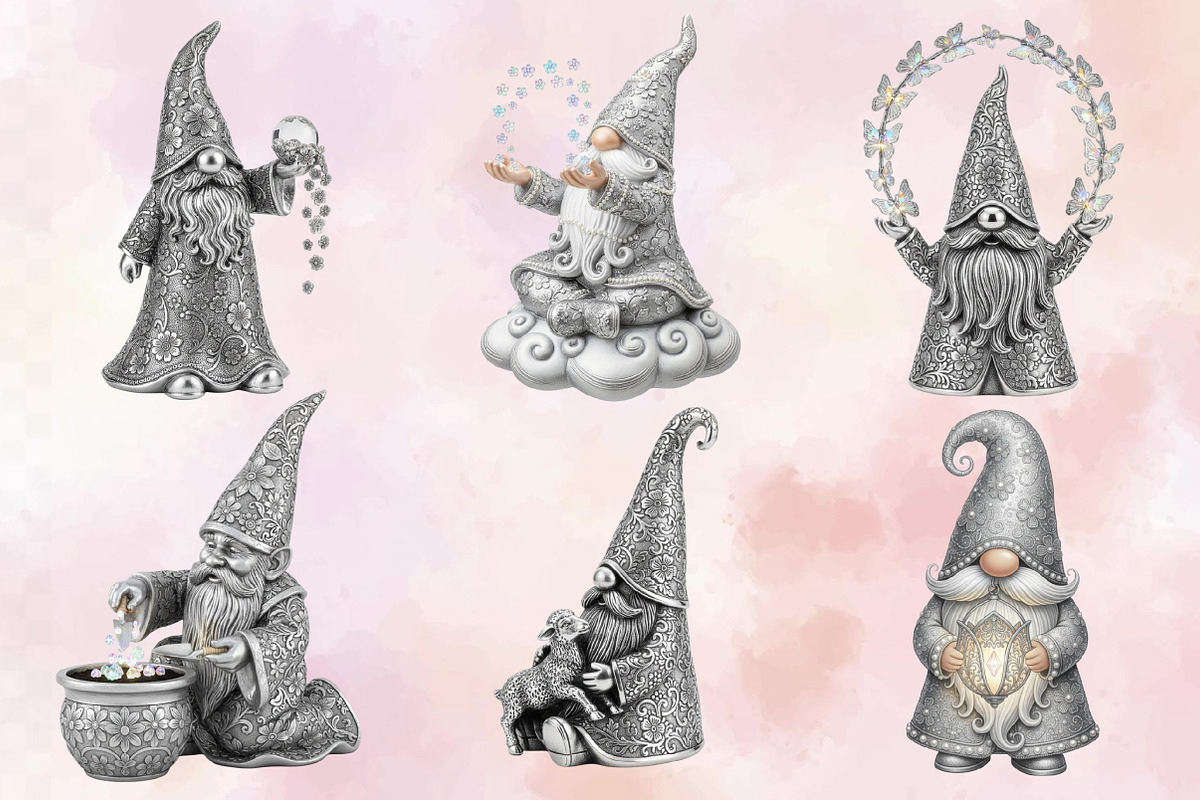 Whimsical Silver Spring Gnome Clipar, an Illustration by SVGArt (Photo 3 of 9)