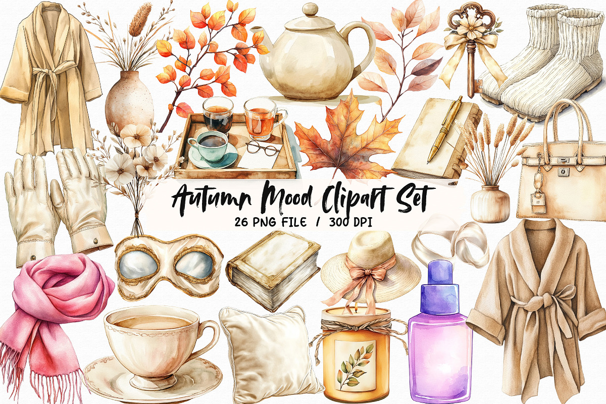 Autumn Mood Clipart Set, an Illustration by Libby Wishes (Photo 1 of 5)