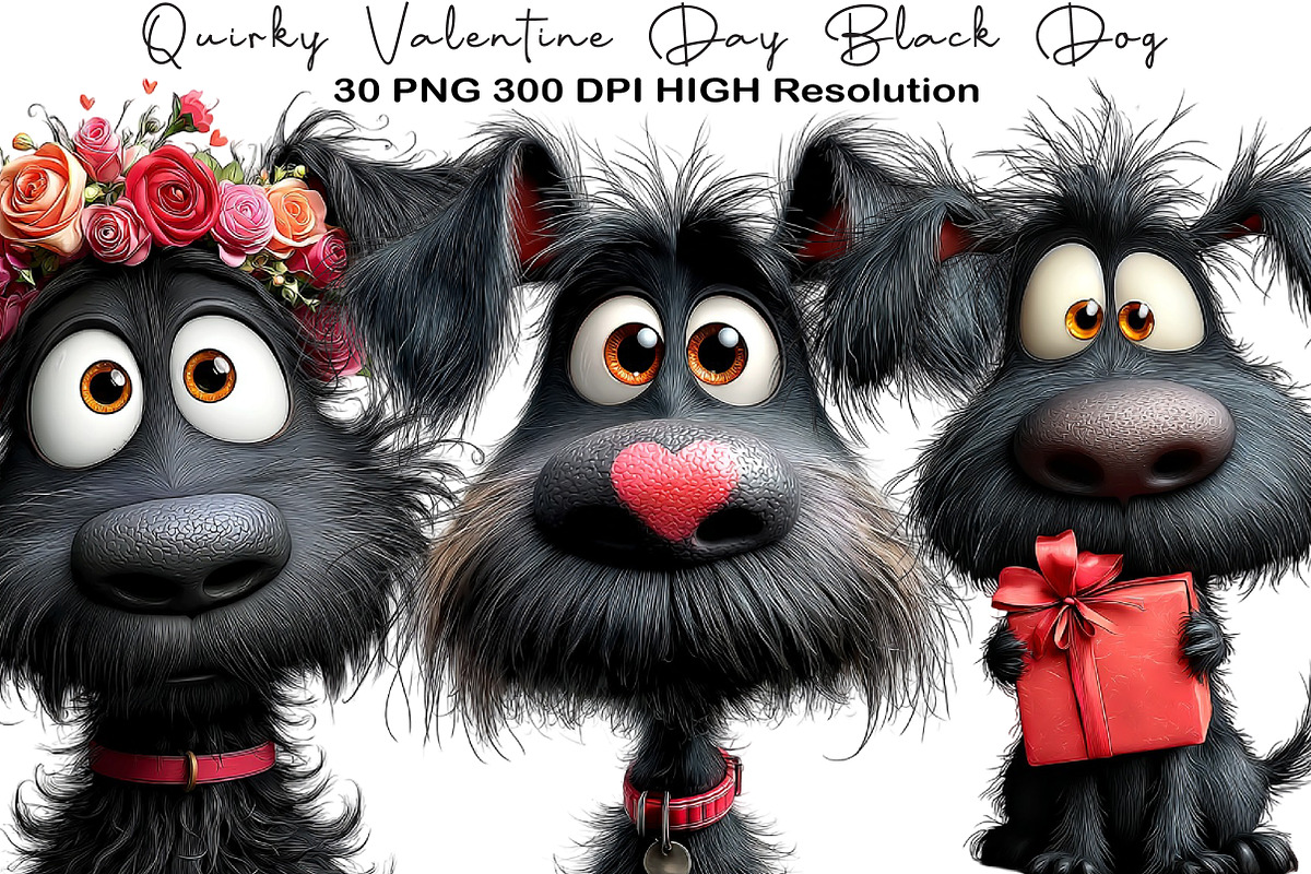 Quirky Valentine Day Black Dog, an Illustration by Black Bird Studio (Photo 1 of 6)