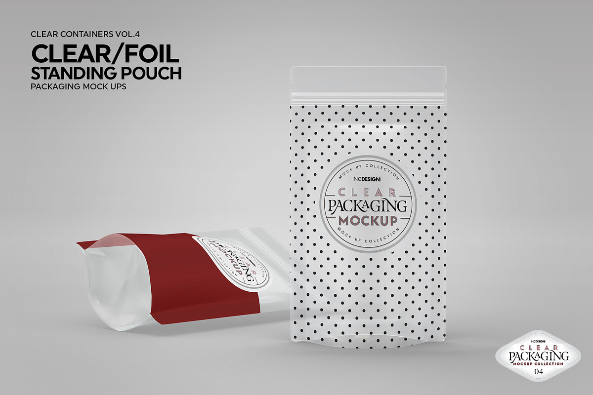 Clear /Foil Stand Up Pouch Mockup, a Cups & Container Mockup by INCDesign (Photo 7 of 8)