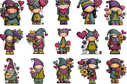 Valentine's Gnome with Flowers, an Illustration by Designking (Thumbnail 2 of 5)