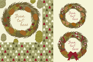 Vector Christmas set. Wrapping paper