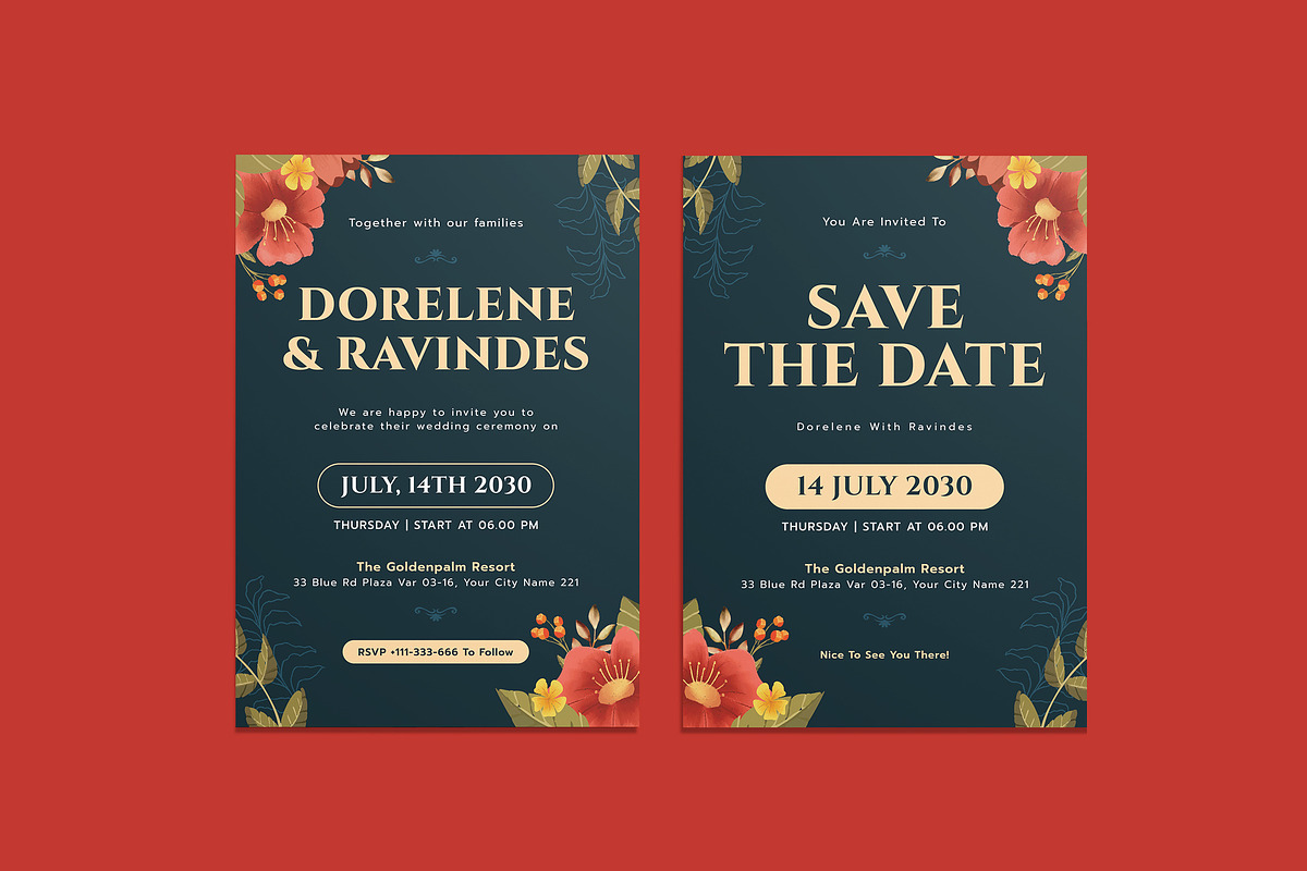 Iris Wedding Invitation Template, an Invitation Template by iDoodle Studio (Photo 1 of 4)