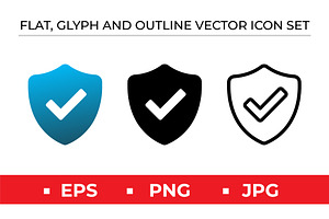 Shield Check Icons Vector Set Blue, an Outline Icon by Artonix