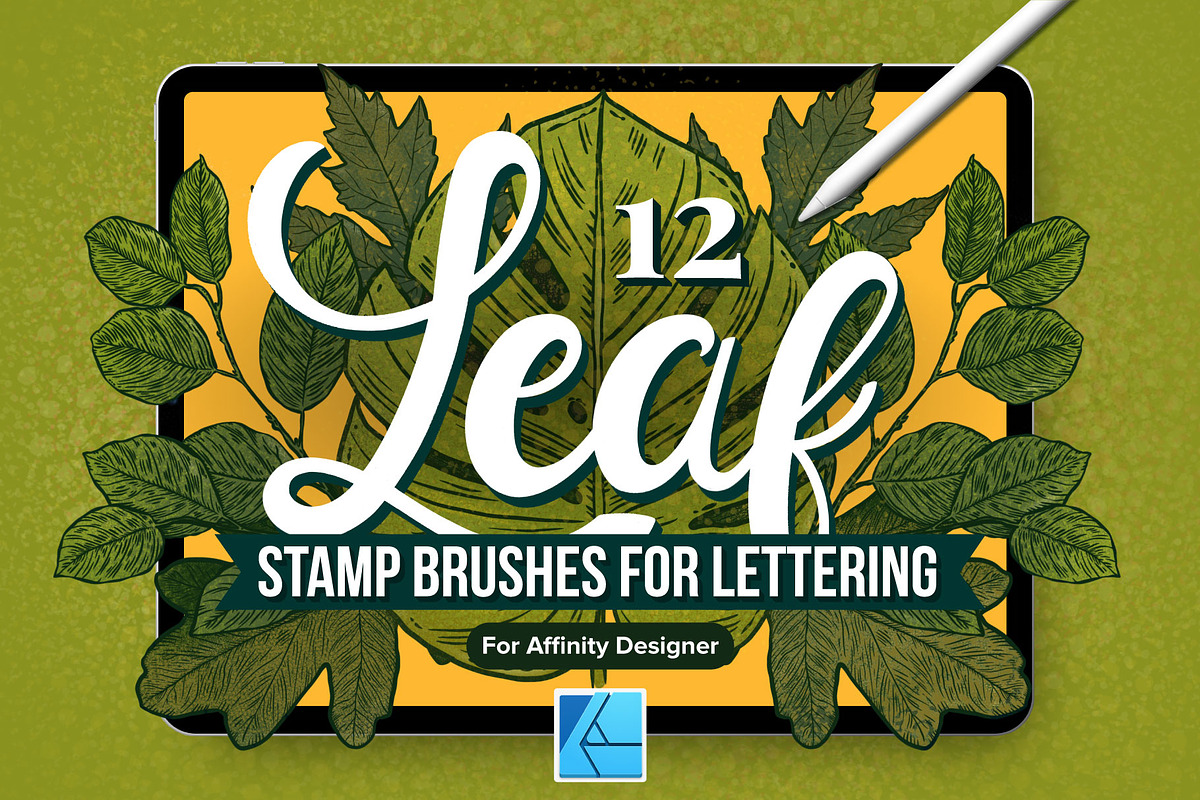 12 Leaf Affinity Stamp Brushes, a Brush Add-On by Riveros Illustration (Photo 1 of 9)