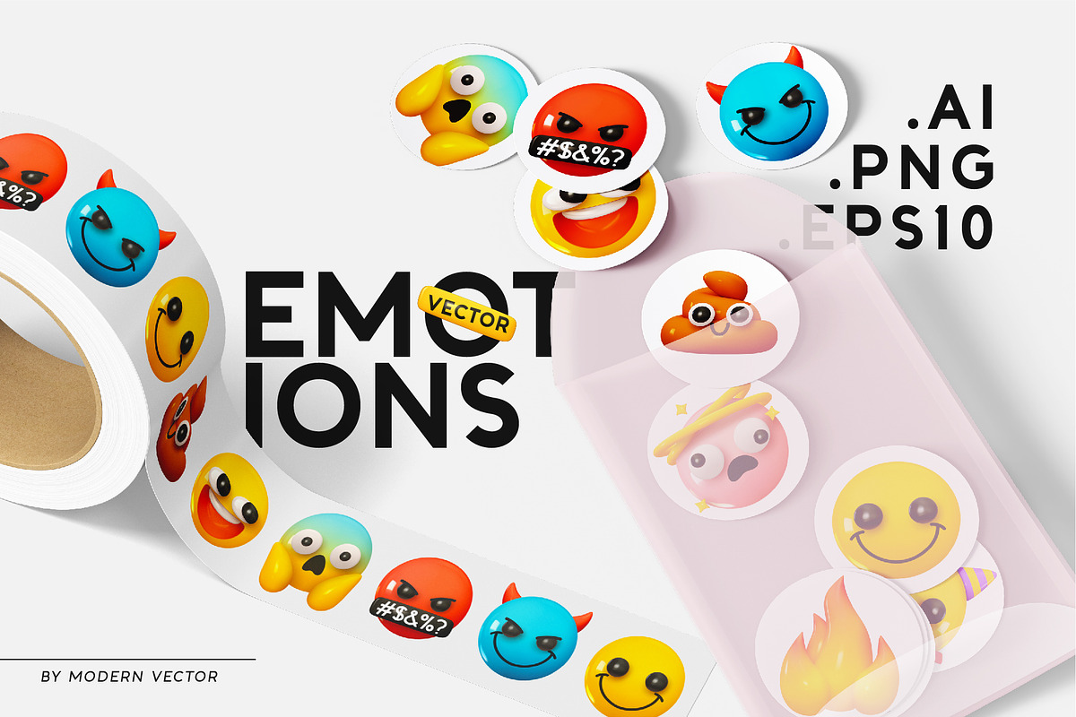 Emotions Vector Bundle + OTF Font