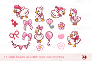 Coquette Goose Clipart, an Animal Illustration by TheClipAtelier (Thumbnail 2 of 3)
