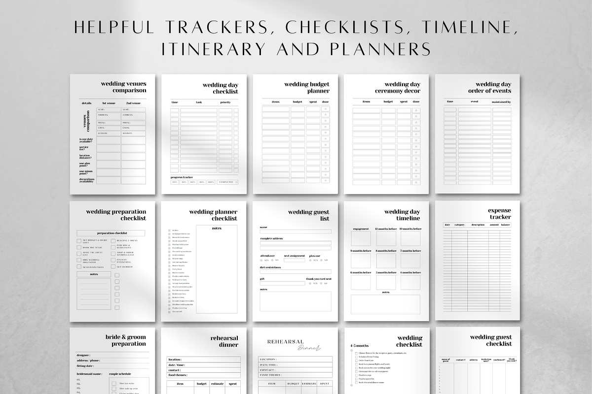 Minimalist Wedding Planner Printable, a Stationery Template by BRANDcontent (Photo 2 of 6)