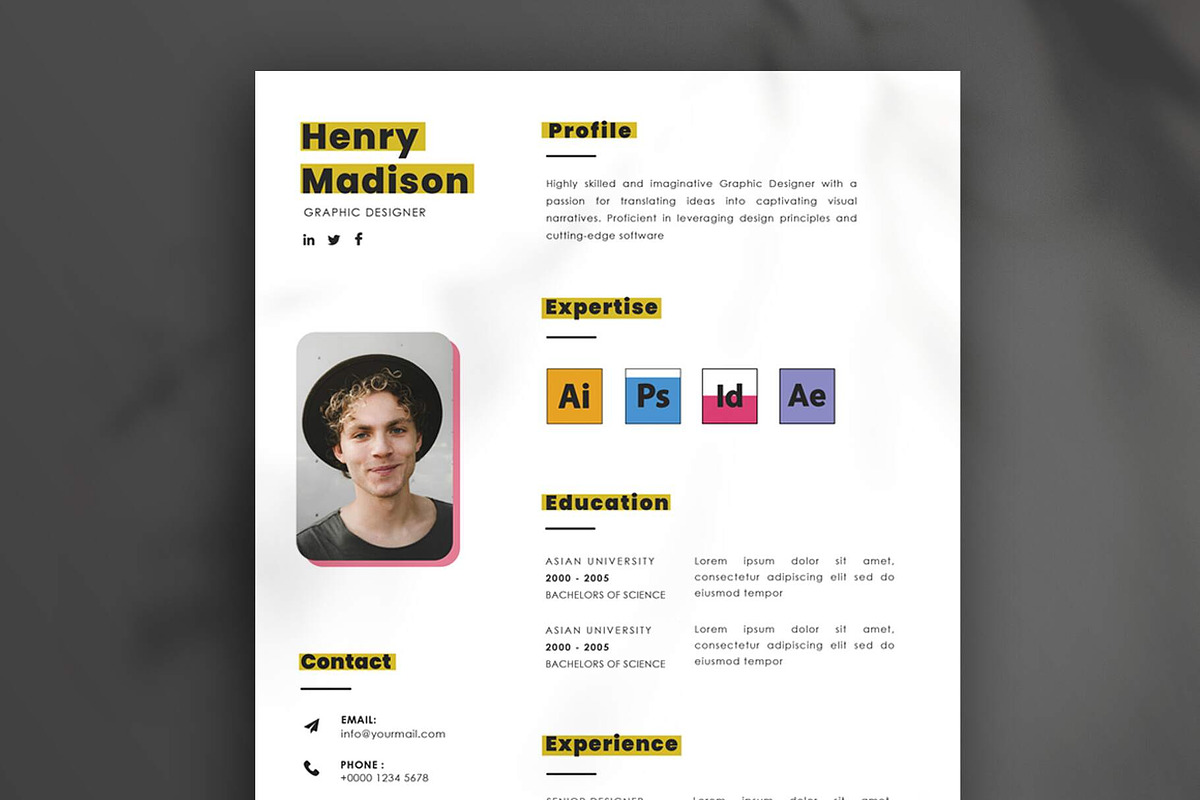 Graphic Designer Resume CV, a Resume Template by Saman Osama (Photo 1 of 4)