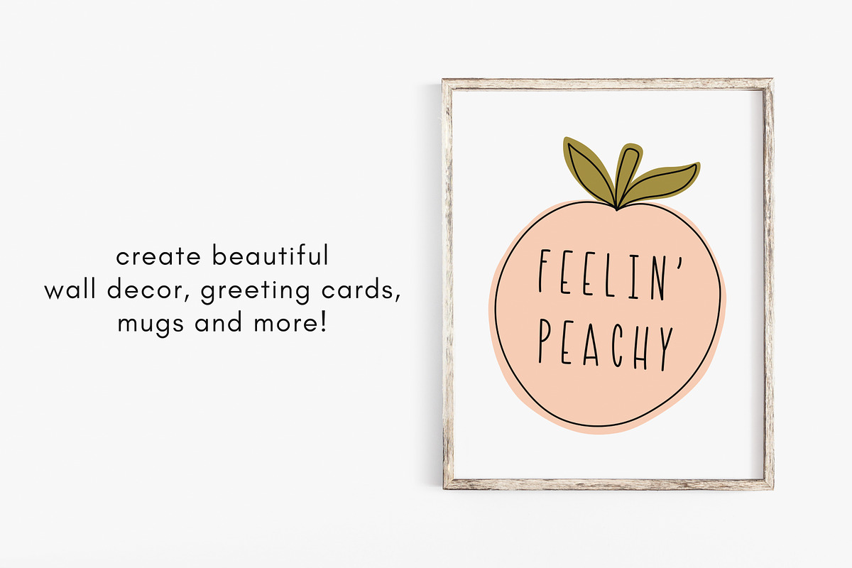 Peach clipart illustration, a Food Illustration by Allyson Johnson (Photo 2 of 3)