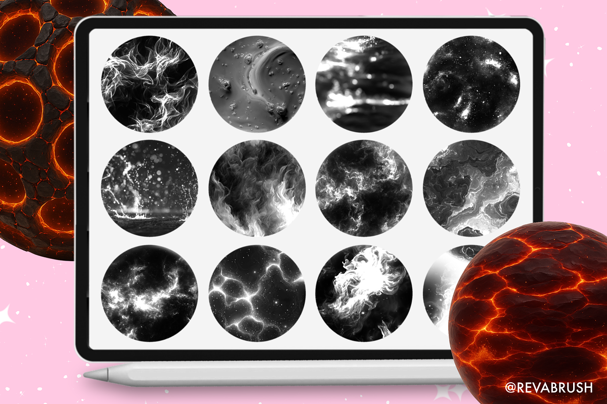 Procreate Volcano Fire texture brush, a Brush Add-On by Revabrush (Photo 5 of 8)