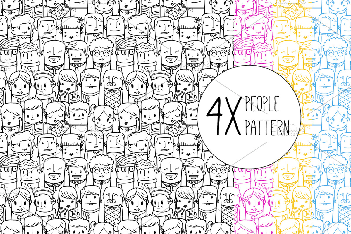 Seamless outline people pattern, a Pattern Graphic by Beatriz Gascón (Photo 1 of 5)